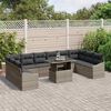 vidaXL Garten-Sofa-Set mit Kissen mit Speicher mit Kissen 11 pcs Grau