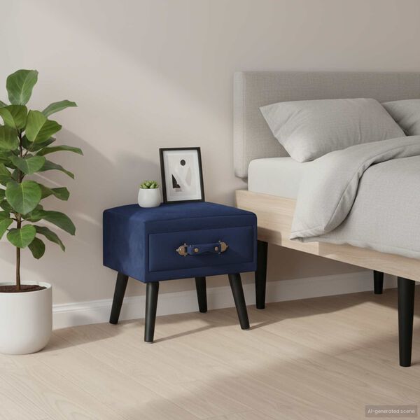 vidaXL Nachttische 2 Stk. Blau 40 x 35 x 40 cm Samt