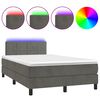 vidaXL Boxspringbett mit Matratze & LED Dunkelgrau 120x190 cm Samt