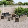 vidaXL Garten-Sofa-Set mit Kissen mit Speicher 10 pcs Grau