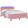 vidaXL LED Boxspringbett mit Matratze mit LED Rosa 140 x 190 cm Samt