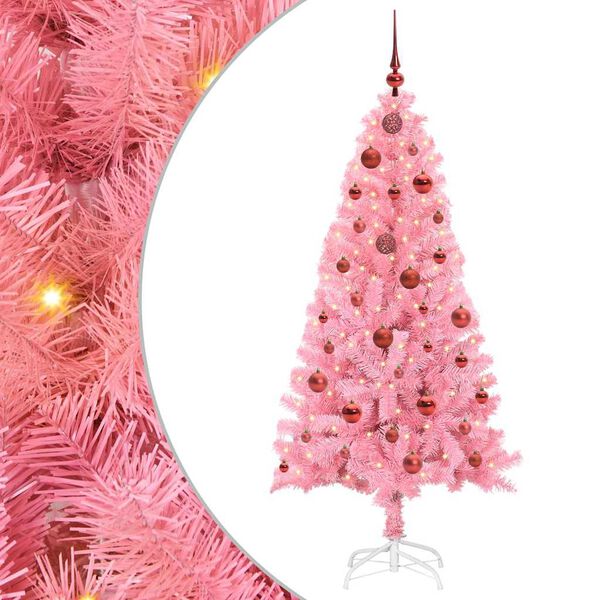 vidaXL Weihnachtsbaum mit 150 LEDs mit St&auml;nder Rosa 150 cm PVC