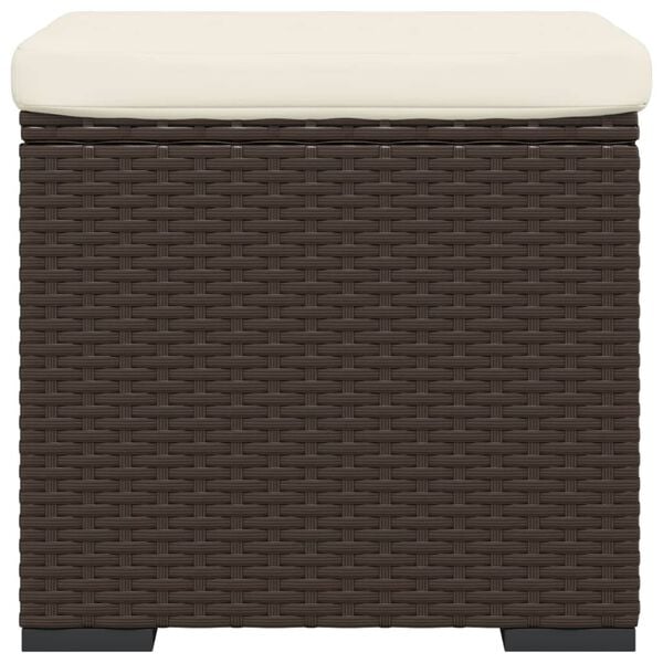 vidaXL Hocker mit Kissen Braun 40x30x40 cm Poly Rattan