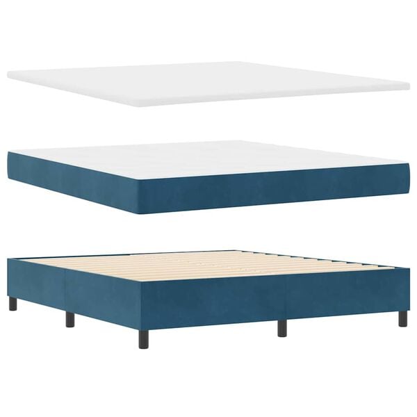 vidaXL Boxspringbett mit Matratze Dunkelblau 180 x 200 cm Samt
