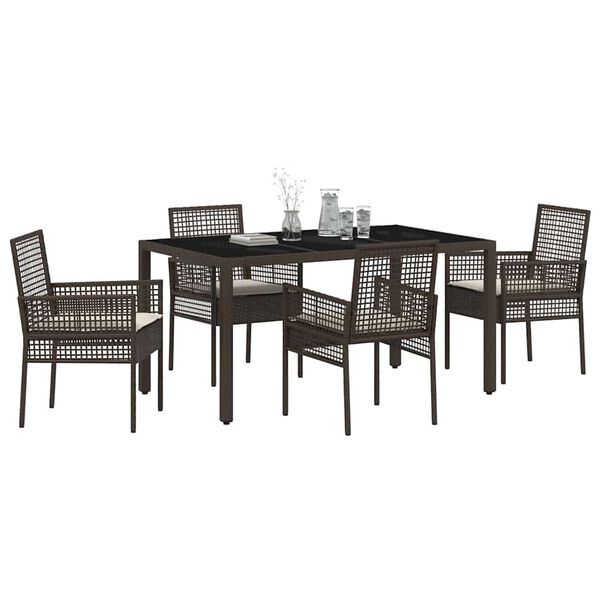 vidaXL Garten Essgruppe 5 pcs Braun Poly-Rattan