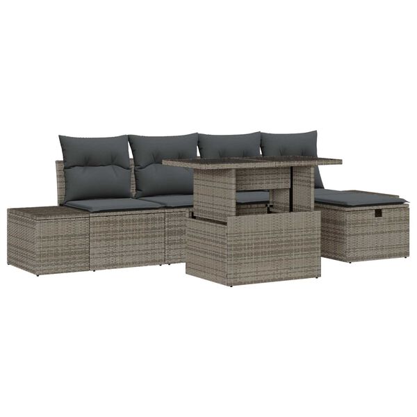 vidaXL Garten-Sofa-Set 6 pcs Grau Poly-Rattan