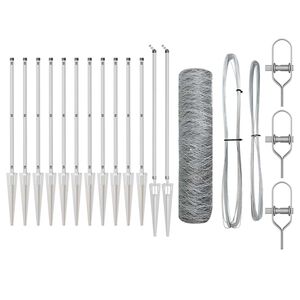 vidaXL Sechseckzaun mit Pfosten 25 x 0,5 m Verzinkter Stahl Silber