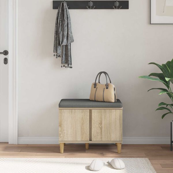 vidaXL Flurbank mit Kissen mit Speicher Sonoma-Eiche 60 x 38 x 46 cm