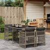 vidaXL 5-tlg. Garten-Essgruppe mit Kissen Grau Poly Rattan