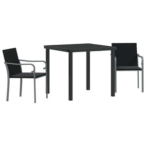 vidaXL Garten Essgruppe 3 pcs Schwarz und Grau PE-Rattan