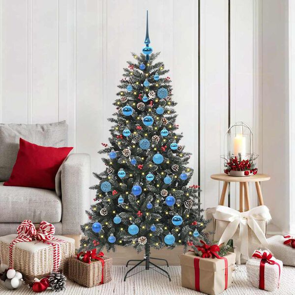 vidaXL K&uuml;nstlicher Weihnachtsbaum Gr&uuml;n 150 cm PVC, Plastik und Stahl