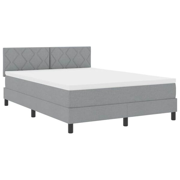 vidaXL Boxspringbett mit Matratze Hellgrau 140 x 200 cm Stoff