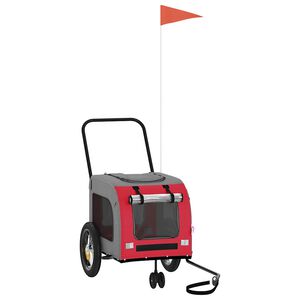 vidaXL Fahrradanh&auml;nger f&uuml;r Haustiere Rot und Grau 124,5 x 63,5 x 53 cm