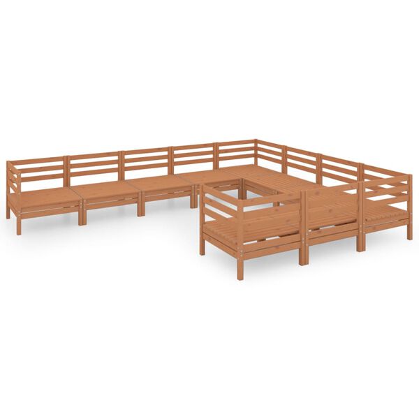 vidaXL 10-tlg. Garten-Lounge-Set Honigbraun Massivholz Kiefer