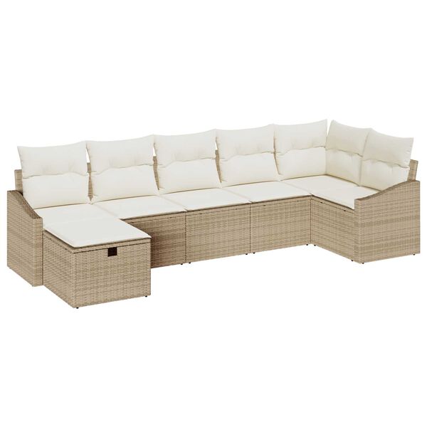 vidaXL Sofa Set mit Kissen 7 pcs Poly-Rattan