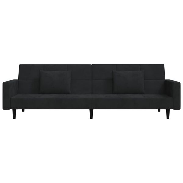 vidaXL Schlafsofa 2-Sitzer mit 2 Kissen Schwarz Samt