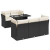 vidaXL 6-tlg. Garten-Sofagarnitur mit Kissen Schwarz Poly Rattan
