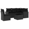 vidaXL 6-tlg. Garten-Sofagarnitur mit Kissen Schwarz Poly Rattan