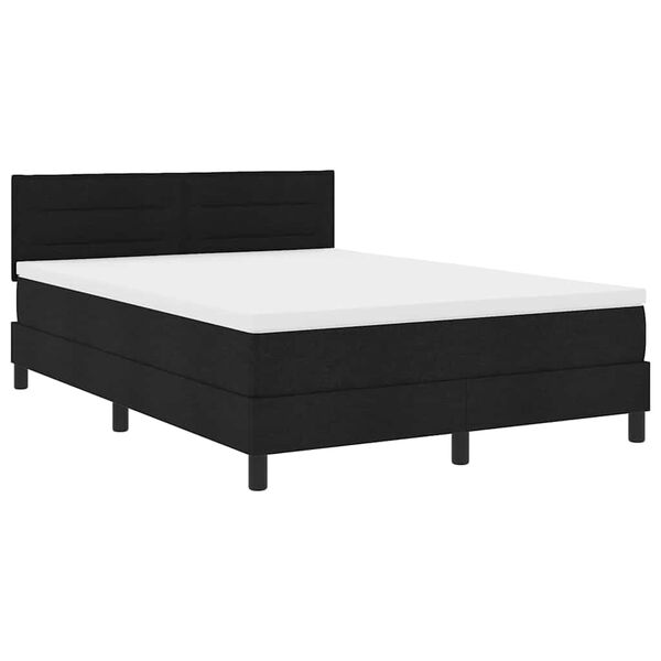 vidaXL Boxspringbett mit Matratze mit LED Schwarz 140 x 200 cm Stoff