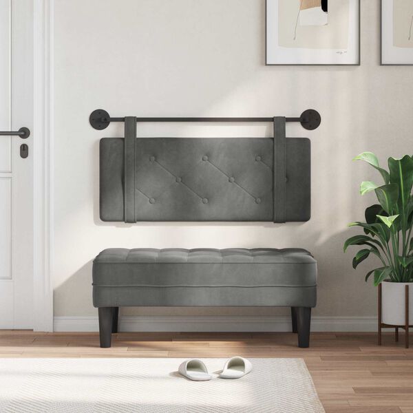 vidaXL H&auml;ngevorderseite Wandmontiert Dunkelgrau 110 x 55 x 5 cm Samt