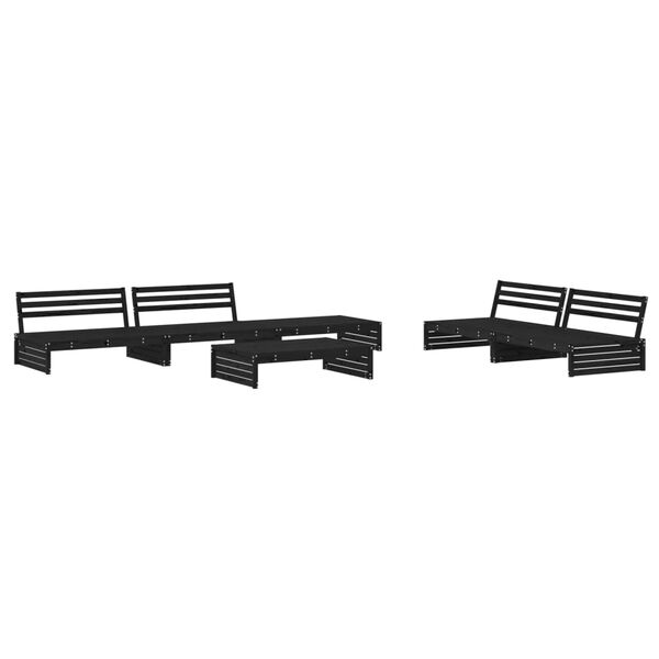 vidaXL 6-tlg. Garten-Lounge-Set mit Kissen Schwarz Massivholz