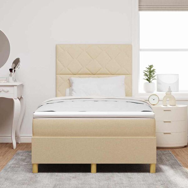 vidaXL Boxspringbett mit Matratze Creme 120 x 200 cm Stoff