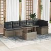 vidaXL Gartensofa-set mit Kissen 7 pcs Grau Poly-Rattan