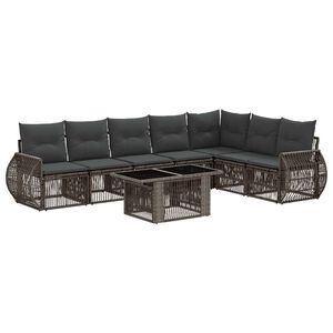 vidaXL Gartensofa-set 8 stk. Grau und Dunkelgrau Poly-Rattan