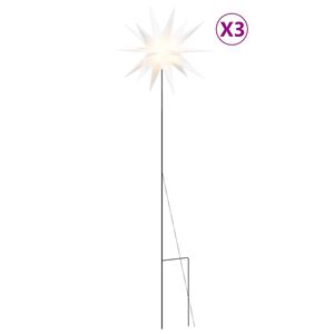 vidaXL LED-Weihnachtssterne 3 Stk. mit Erdspie&szlig;en Faltbar Wei&szlig; 57 cm