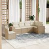vidaXL 6-tlg. Garten-Sofagarnitur mit Kissen Beige Poly Rattan