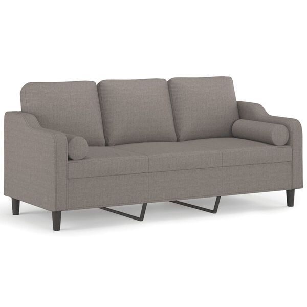 vidaXL 3-Sitzer-Sofa mit Zierkissen Taupe 180 cm Stoff