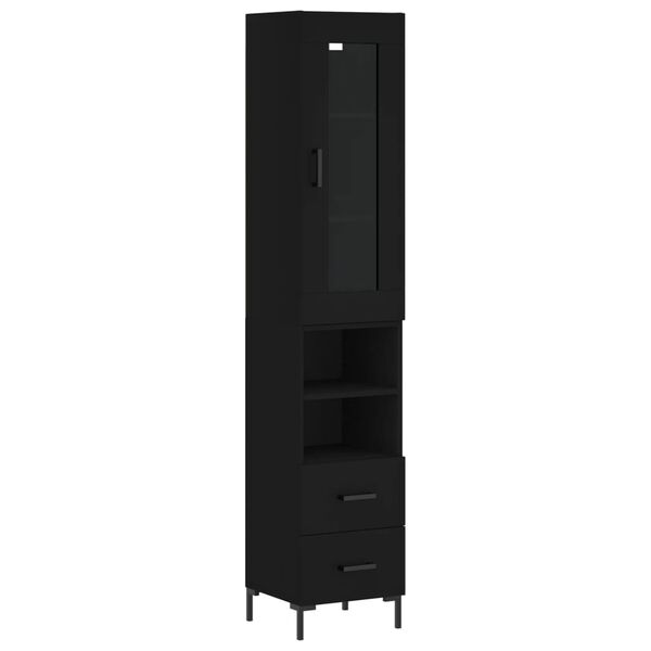 vidaXL Highboard Schwarz 34,5x34x180 cm Holzwerkstoff