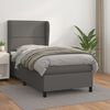 vidaXL Boxspringbett mit Matratze Grau 90x190 cm Kunstleder