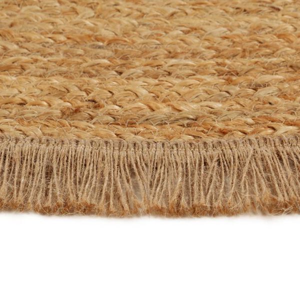 vidaXL Teppich Geflochten mit Fransen 150 cm Jute Rund
