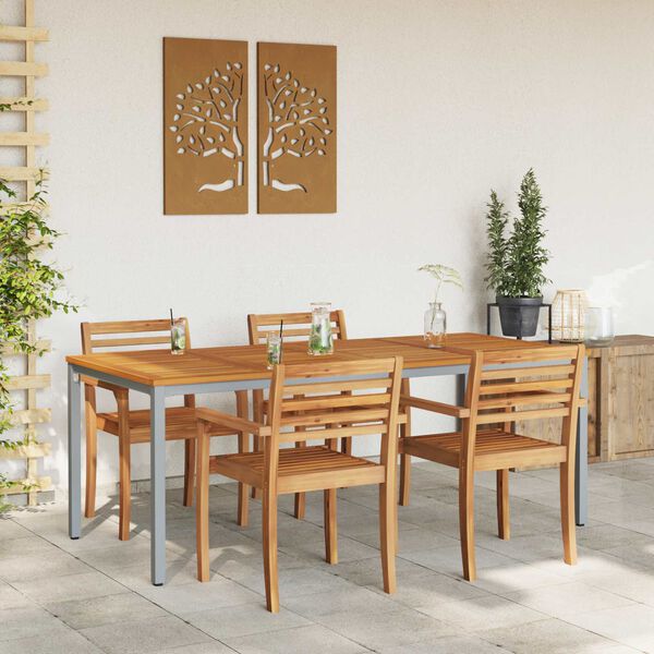 vidaXL Tisch f&uuml;r Outdoor Nat&uuml;rlich und Grau 200 x 90 x 75 cm