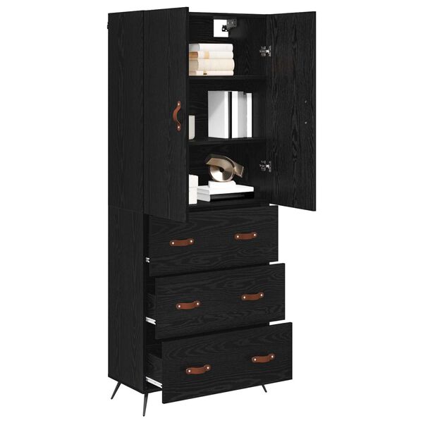 vidaXL Highboard Schwarz Eichen-Optik 69,5 x 34 x 180 cm Holzwerkstoff