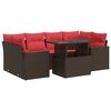 vidaXL 7-tlg. Garten-Sofagarnitur mit Kissen Braun Poly Rattan Akazie