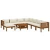 vidaXL 9-tlg. Garten-Lounge-Set mit Creme Kissen Massivholz Akazie