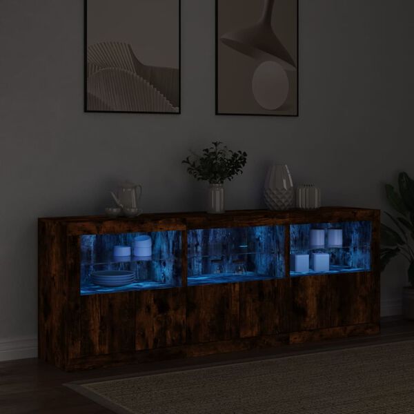 vidaXL Sideboard mit LED-Leuchten R&auml;uchereiche 181,5x37x67 cm