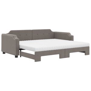 vidaXL Tagesbett Ausziehbar mit Matratzen Taupe 100x200 cm Stoff