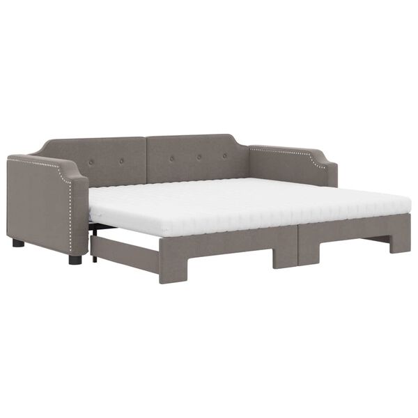 vidaXL Tagesbett Ausziehbar mit Matratzen Taupe 100x200 cm Stoff