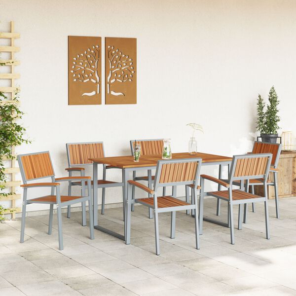 vidaXL Garten Essgruppe 7 pcs Grau und Braun