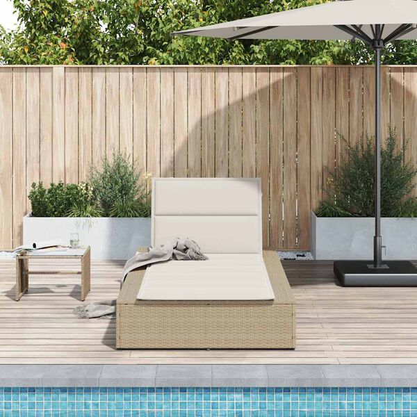 vidaXL Sonnenliege mit schwebender Auflage Beige Poly Rattan