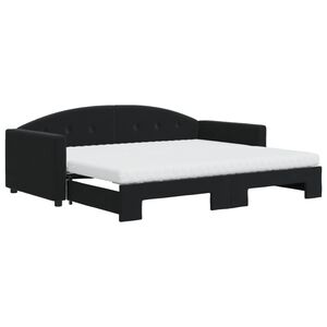 vidaXL Tagesbett Ausziehbar mit Matratzen Schwarz 90x190 cm Samt
