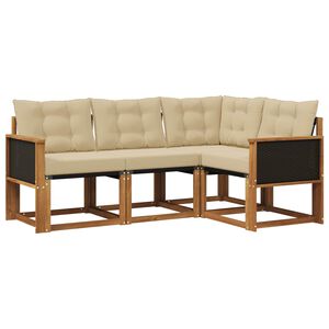 vidaXL Outdoor-Sofagarnitur mit Kissen 4 pcs Natur und Beige