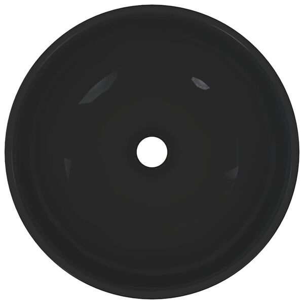 vidaXL Waschbecken Schwarz Gl&auml;nzend &Oslash;28x10 cm Keramik
