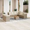 vidaXL 11-tlg. Garten-Sofagarnitur mit Kissen Beige Poly Rattan