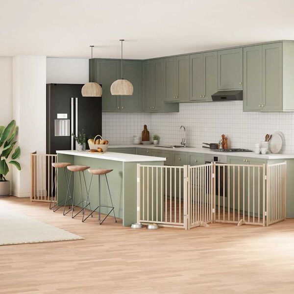 vidaXL 12-tlg. Hundetor mit T&uuml;r Faltbar 960 cm Pappelholz