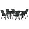 vidaXL Garten Essgruppe 7 pcs Schwarz Pulverbeschichteter Stahl