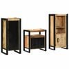 vidaXL Badezimmerm&ouml;bel-Set 3 Stk. Braun und Schwarz Massivholz Mango